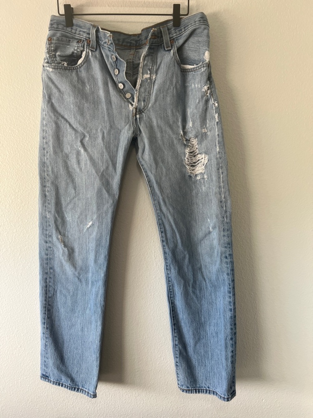 Signature by Levi Strauss Light Blue Distressed Straight Jeans